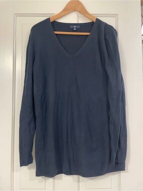 GAP Women's V-Neck Sweater in Navy Blue